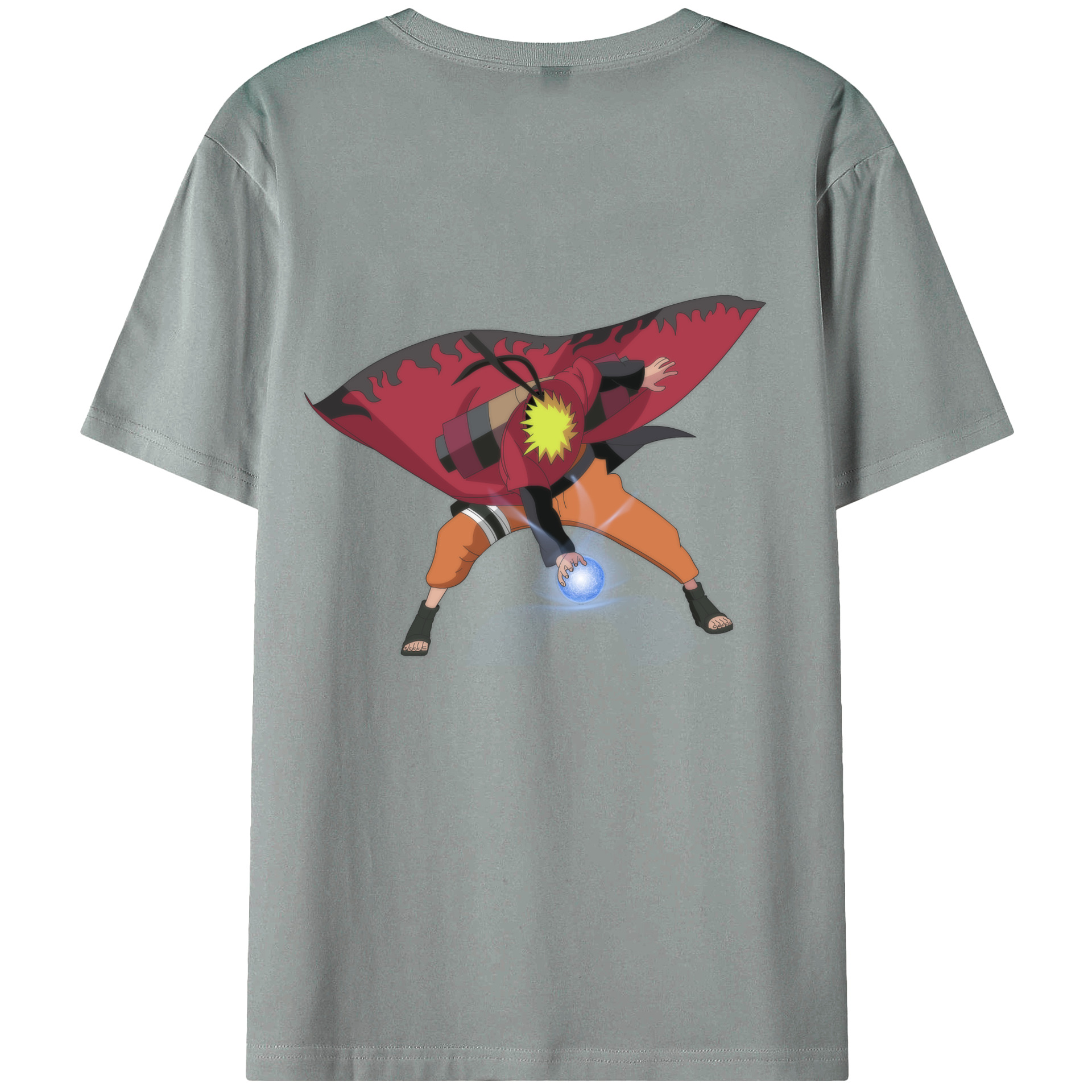 （画像用） NARUTO -ナルト- うずまき ナルト Uzumaki Naruto 綿100％ メンズ半袖Tシャツ（バックプリント） 通気性
